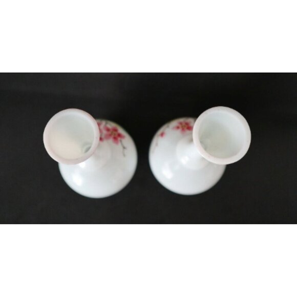 2 Victorian Milk Glass Vases Hand Painted Vase 1920s - Picture 4 of 6